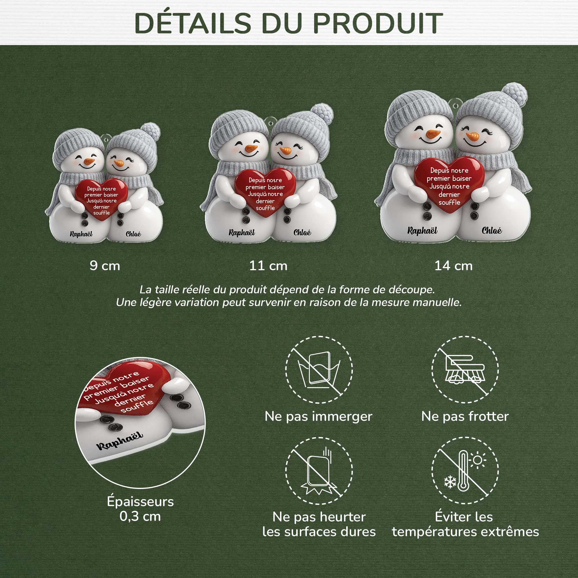 6342OFR3 effet dimpression 3d ornement noel acrylique personnalise couple depuis notre premier baiser 6342o8pwg