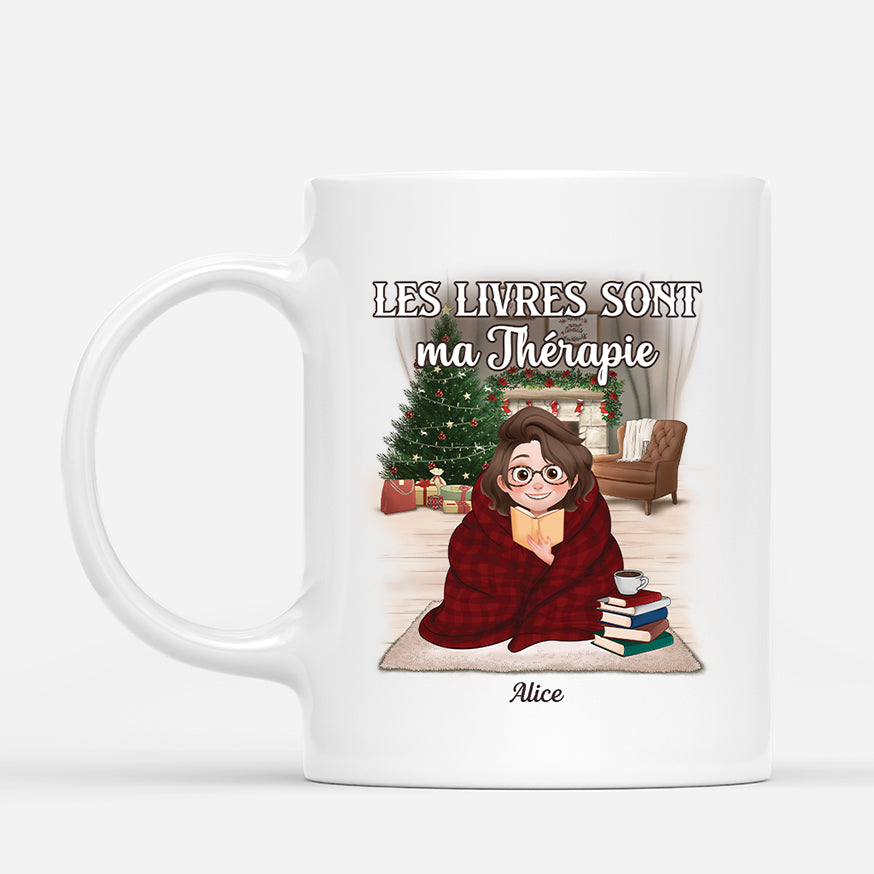 6348MFR1 mug de noel personnalise pour femme et homme les livres sont ma therapie 6348mkt5a