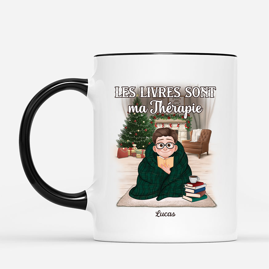 6348MFR2 mug de noel personnalise pour femme et homme les livres sont ma therapie 6348mkt5a
