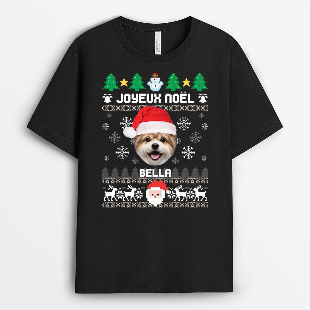 6365AFR1 t shirt noel personnalise joyeux noel chien 6365AKZMC
