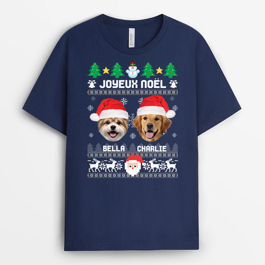 6365AFR2 t shirt noel personnalise joyeux noel chien 6365AKZMC
