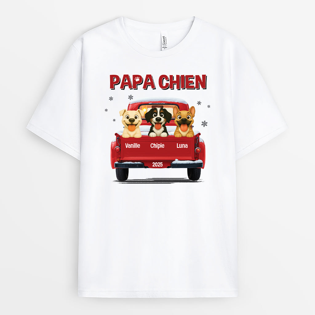 6368AFR1 t shirt personnalise papa chien avec voiture 6368a8qac