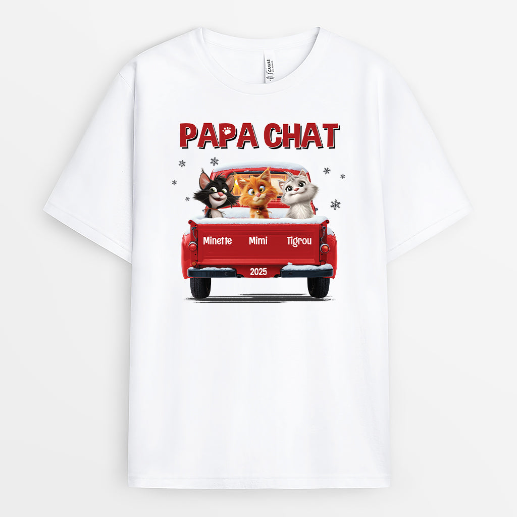6368AFR2 t shirt personnalise maman chat avec voiture 6368a8qad
