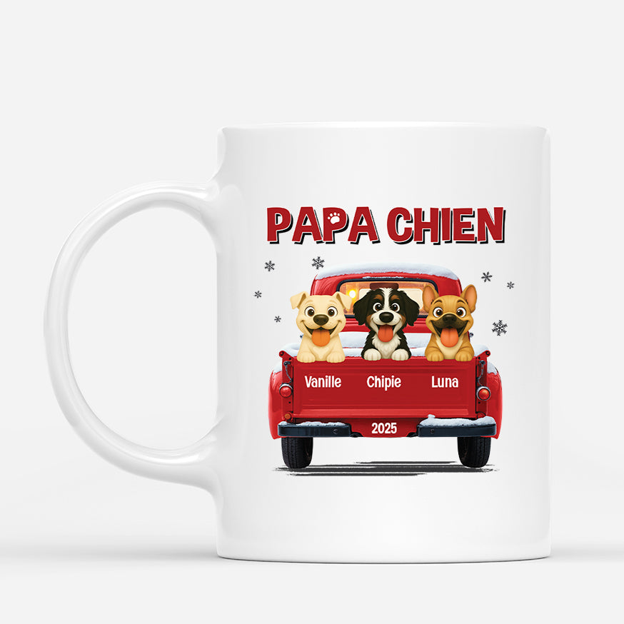 6368MFR1 mug personnalise papa chien avec voiture 6368m8qac