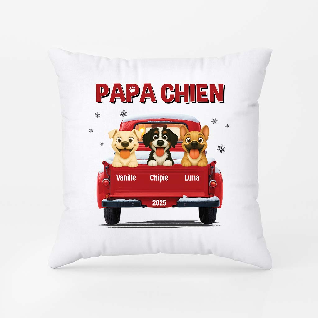 6368PFR1 coussin personnalise papa chien avec voiture 6368p8qac