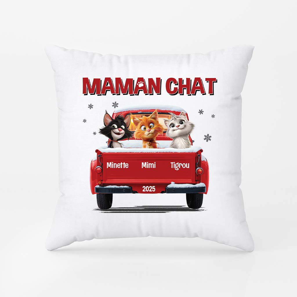 6368PFR2 coussin personnalise papa chat avec voiture 6368p8qad