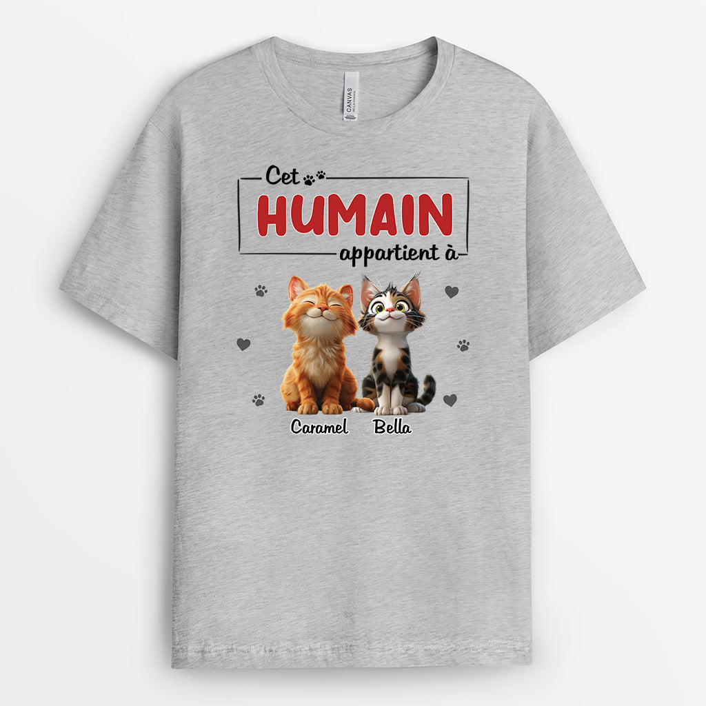 6370AFR1 t shirt noel personnalise avec chat cet humain appartient a 6370atlcd_2