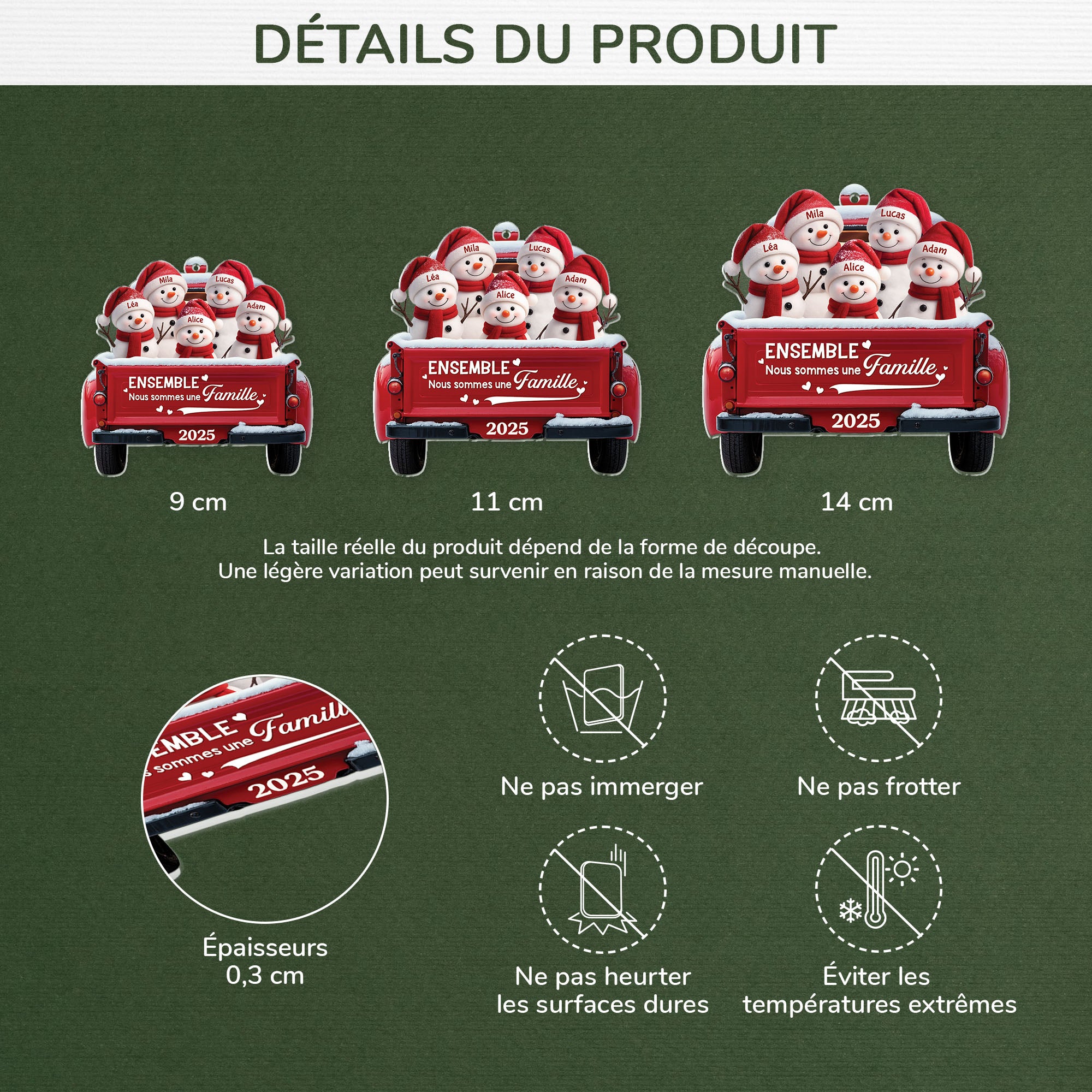 6374OFR2 ornement noel acrylique personnalise nous formons une famille bonhomme de neige 6374o6v5i