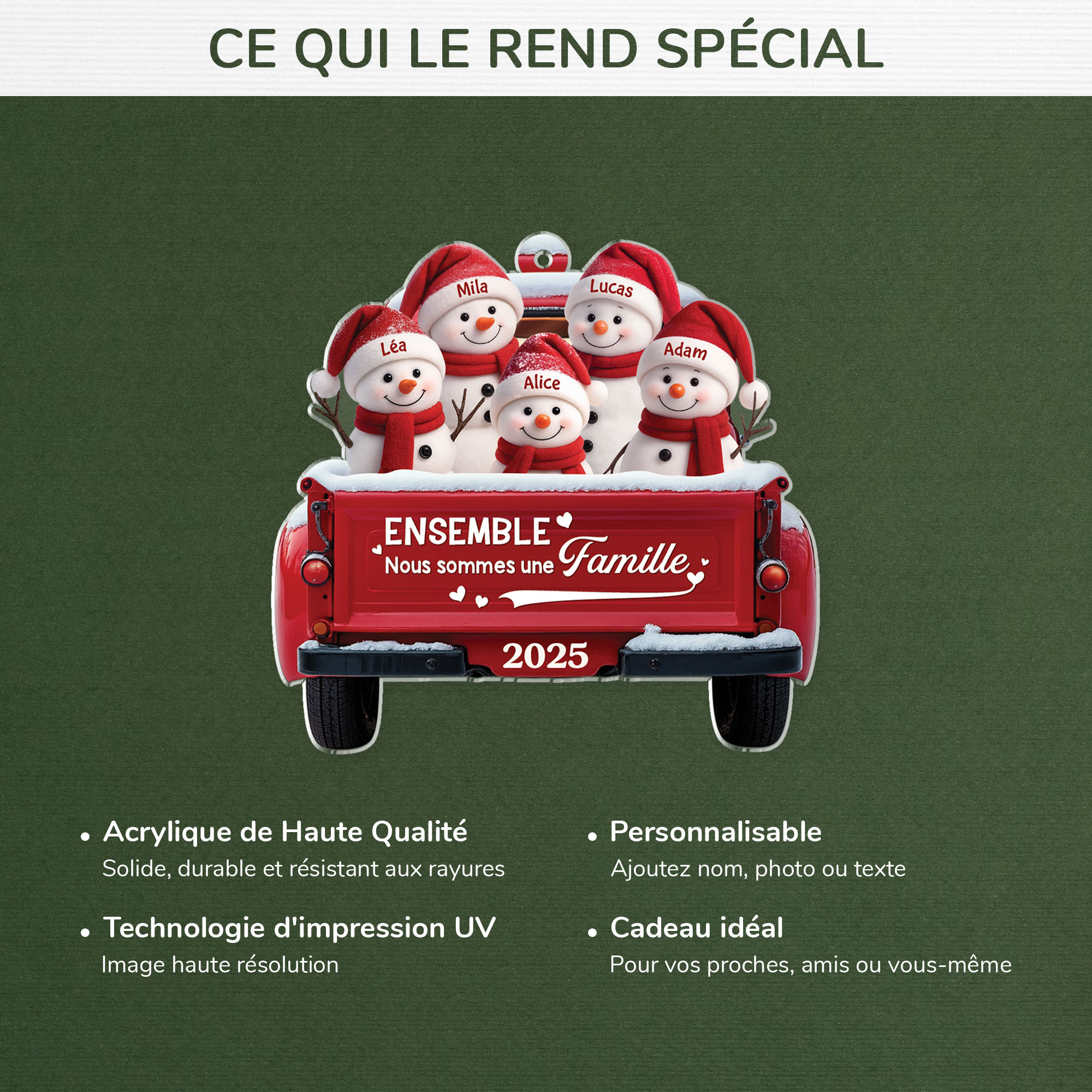 6374OFR4 ornement noel acrylique personnalise nous formons une famille bonhomme de neige 6374o6v5i