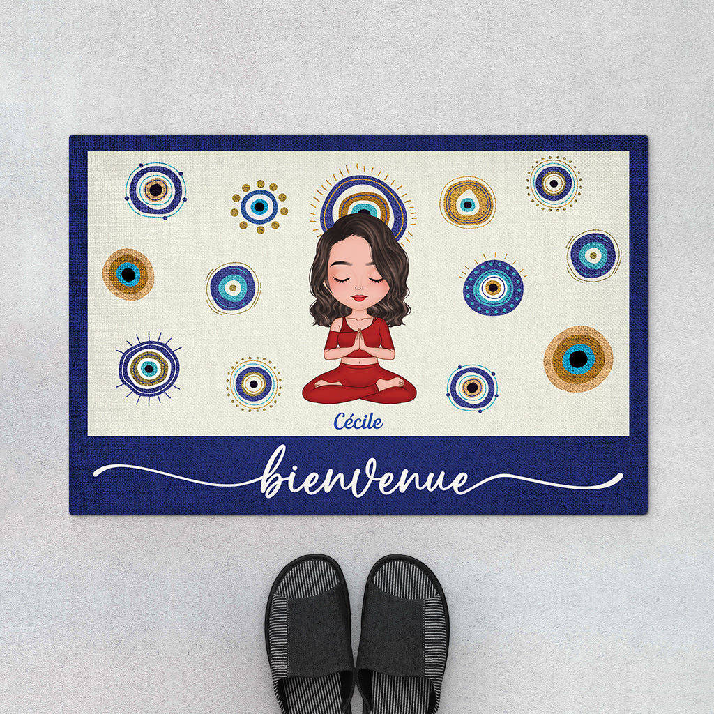 6383DFR1 paillasson yoga personnalise bienvenue 6383dklza_1