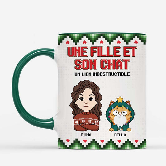 6384MFR2 mug noel personnalise lien entre une fille et son chat 6384mtzzd