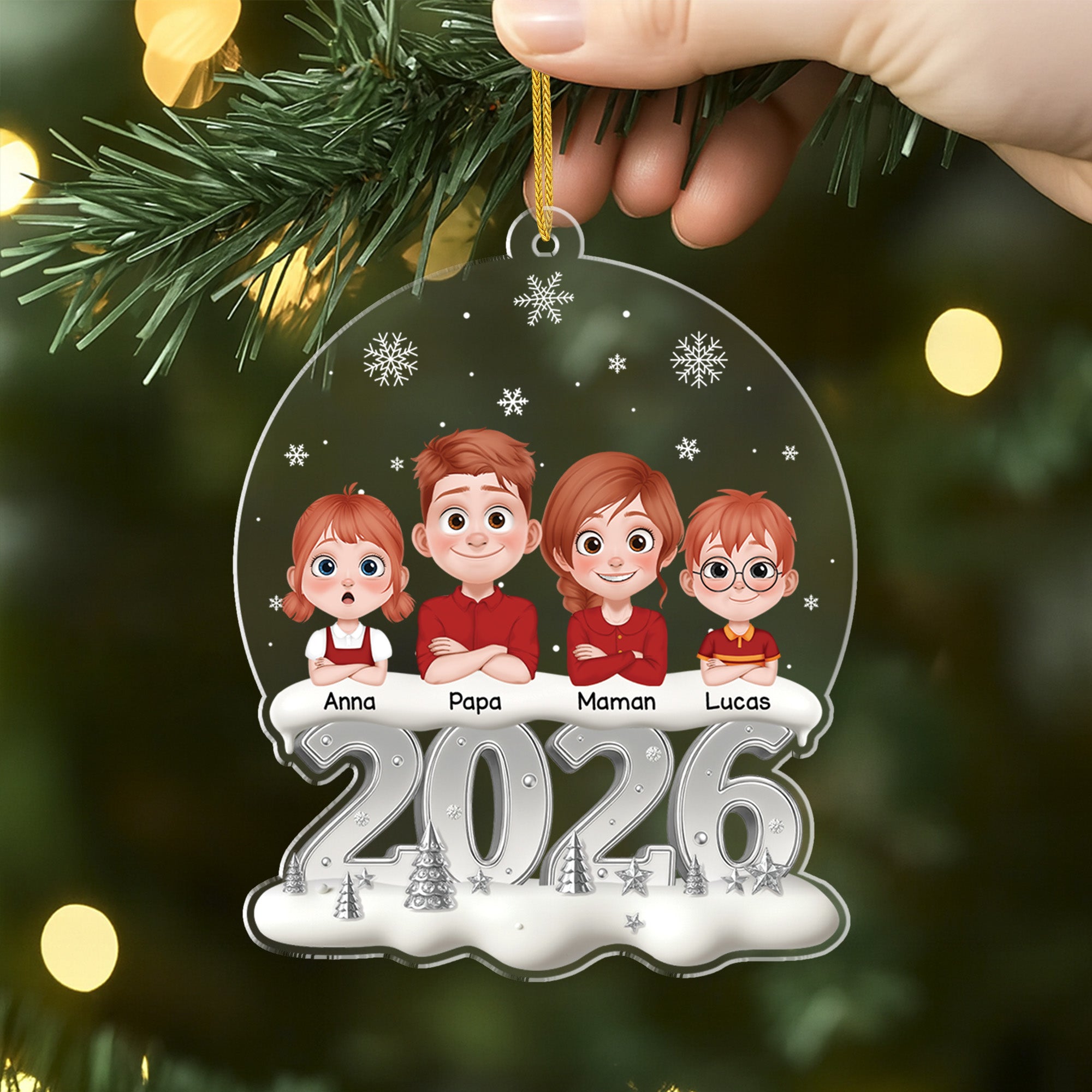 6385OFR2 effet dimpression 3d ornement acrylique personnalise notre famille a noel 6385o8kmi