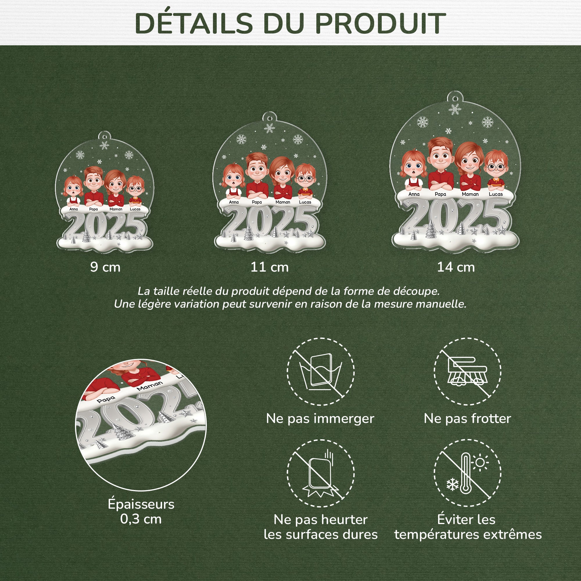 6385OFR3 effet dimpression 3d ornement acrylique personnalise notre famille a noel 6385o8kmi