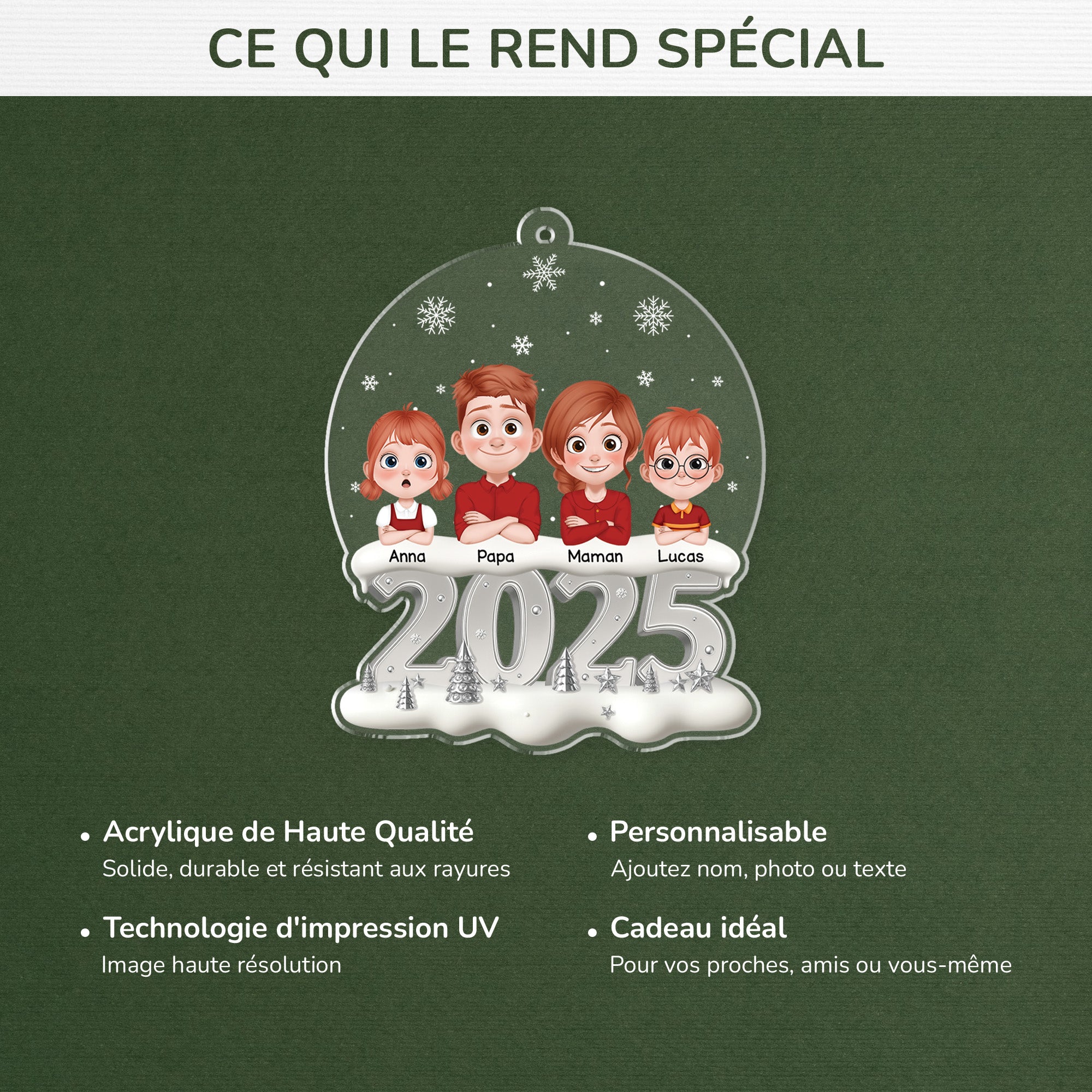 6385OFR4 effet dimpression 3d ornement acrylique personnalise notre famille a noel 6385o8kmi