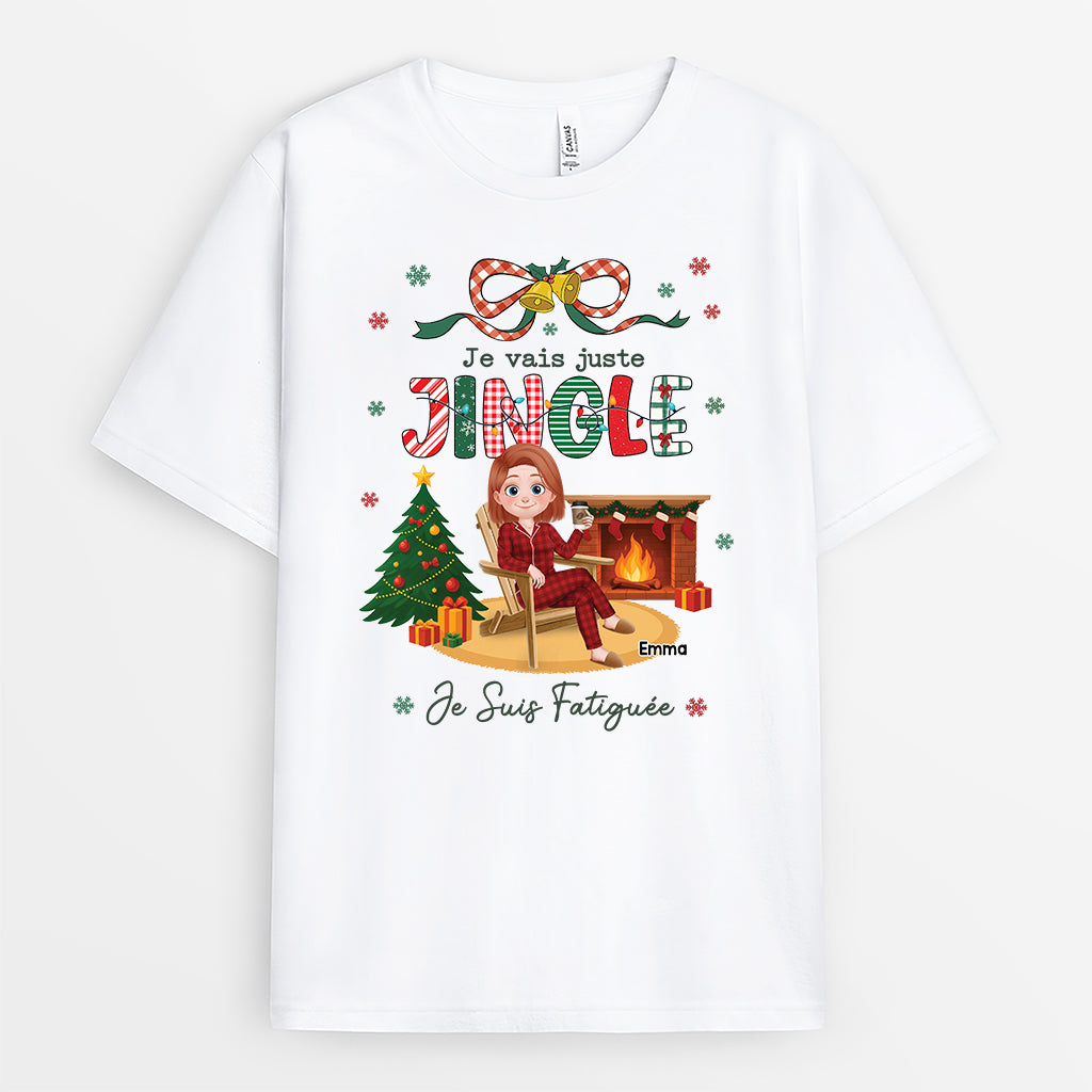 6391AFR1 t shirt noel personnalise drole pour femme et homme je vais juste jingle 6391atzca