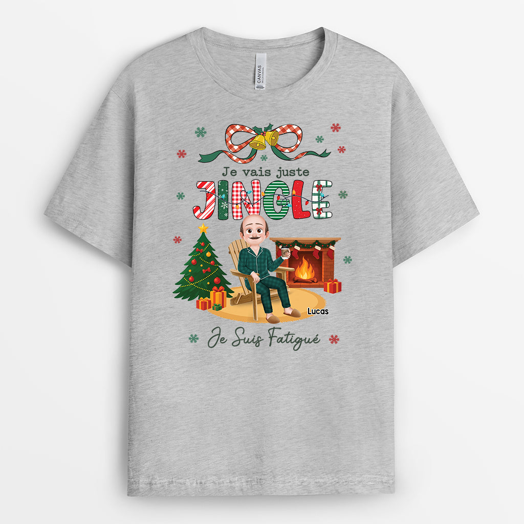 6391AFR2 t shirt noel personnalise drole pour femme et homme je vais juste jingle 6391atzca