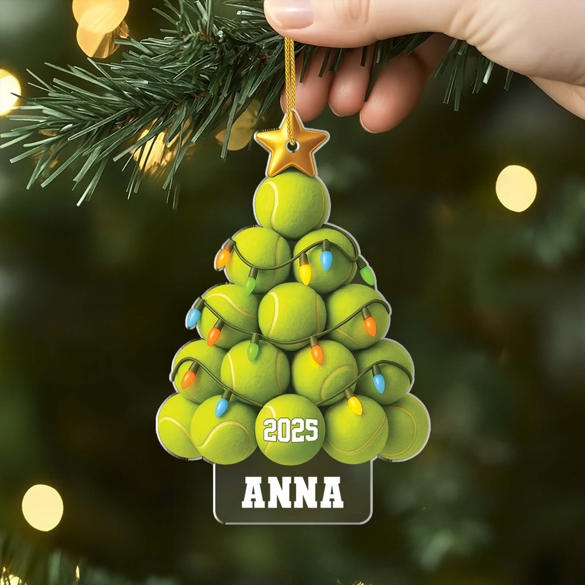 6394OFR2 effet dimpression 3d ornement acrylique personnalise pour femme et homme sapin noel en balles de tennis 6394okttb