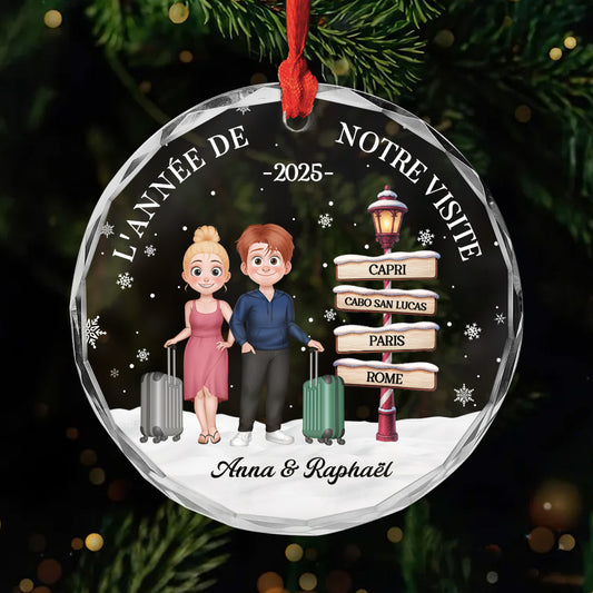 6399OFR1 ornement noel en verre personnalise pour ami annee de notre visite 6399okyqf