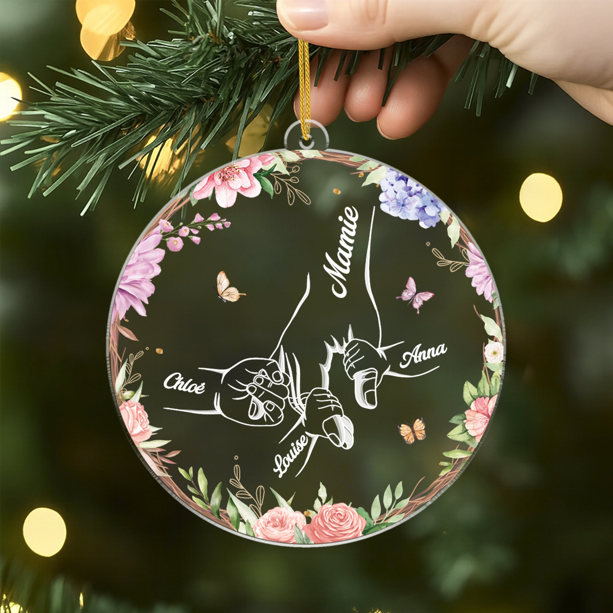 6401OFR2 ornement acrylique personnalise maman et mamie tenir ma main et mon coeur 6401o3tqa