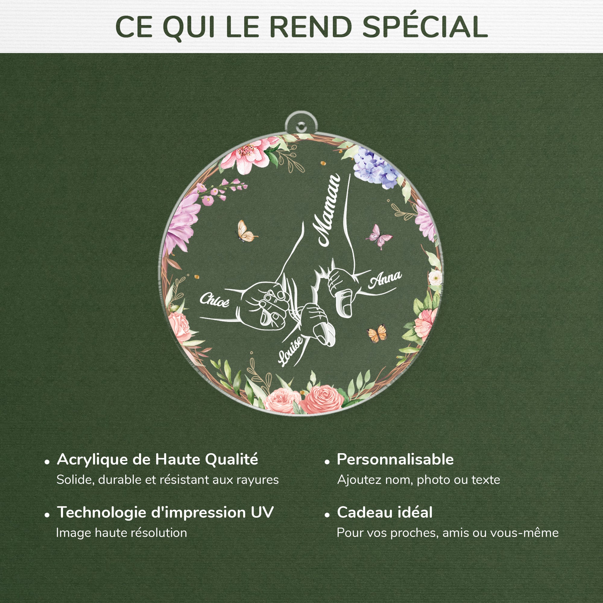 6401OFR4 ornement acrylique personnalise maman et mamie tenir ma main et mon coeur 6401o3tqa