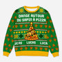 6402WFR1 pull de noel moche personnalise drole pour femme et homme sapin a pizza 6402wtvma