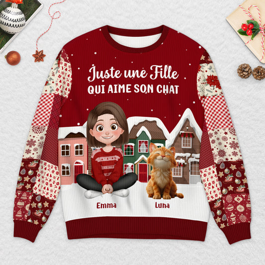 6405WFR2 pull de noel moche personnalise juste une fille qui aime son chat 6405wtvzd_96d8dd05 fec8 4763 891e 64376f05d910