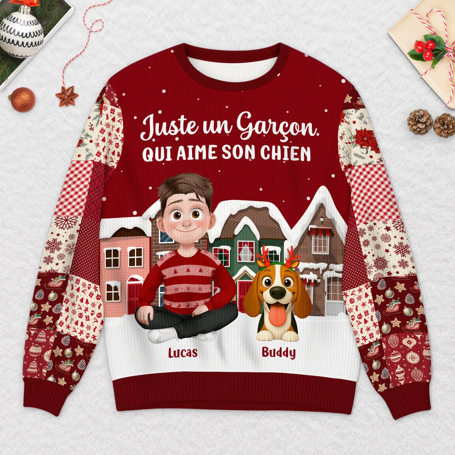 6405WFR2 pull de noel moche personnalise juste une fille qui aime son chien 6405wtvzc_a68bee79 336f 4650 a1ca 3d5e9a843293