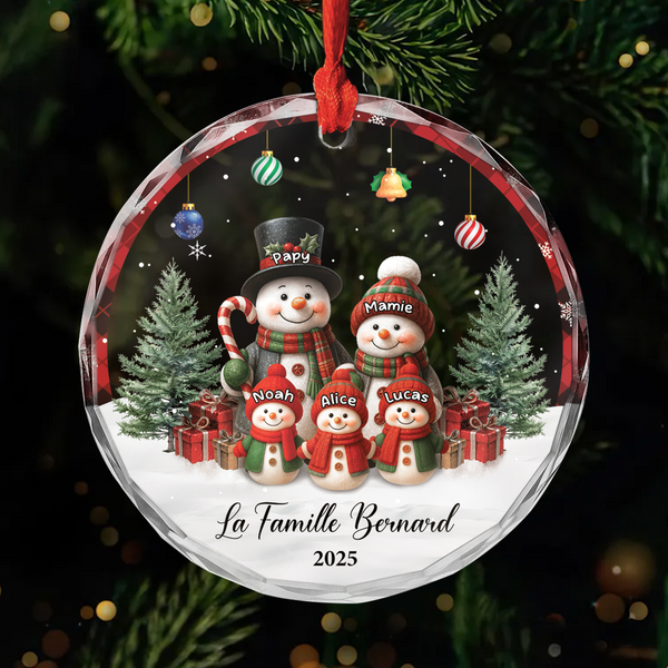 Boules De Noël Personnalisables 2025 - Bonhomme De Neige Avec Prénoms Famille - Décoration Sapin Personnalisée - Cadeau Unique - 5