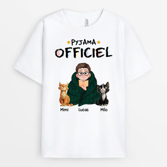 6408AFR1 t shirt personnalise avec chat pyjama officiel pour la lecture 6408akl5d