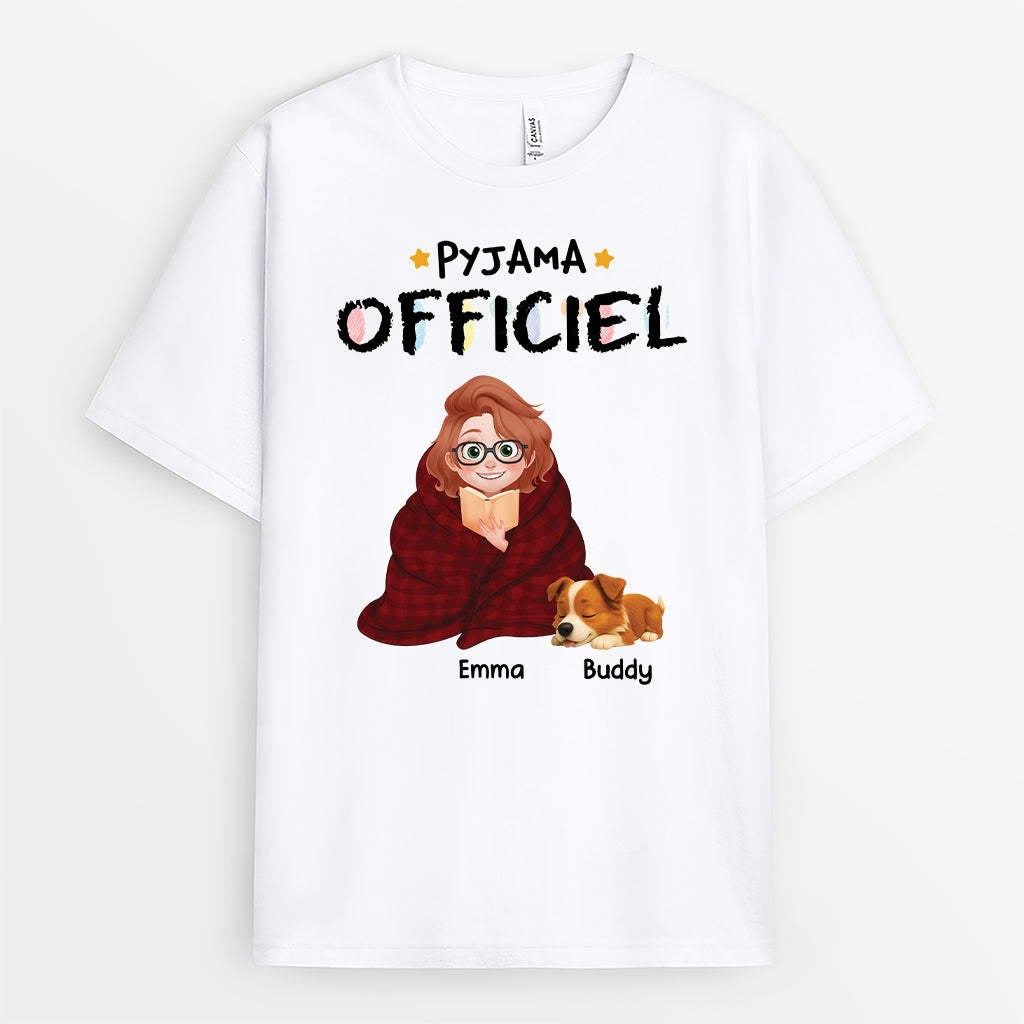 6408AFR1 t shirt personnalise avec chien pyjama officiel pour la lecture 6408akl5c