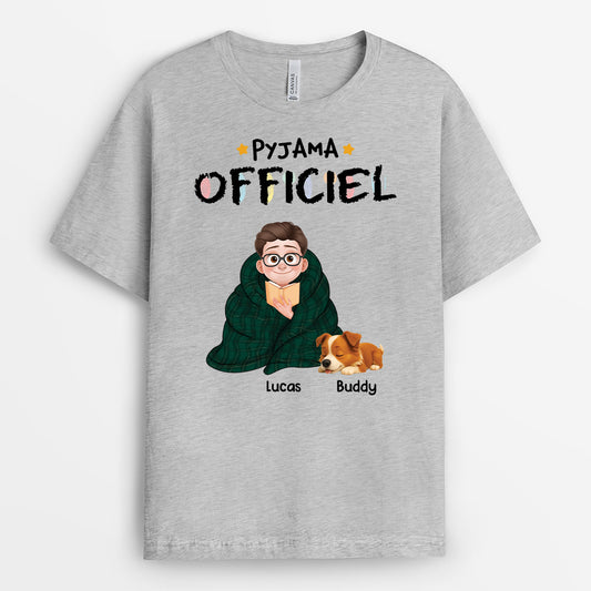 6408AFR2 t shirt personnalise avec chien pyjama officiel pour la lecture 6408akl5c