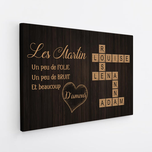 6412CFR2 toile prenom personnalise famille_ notre famille avec mots croises 6412c6vai