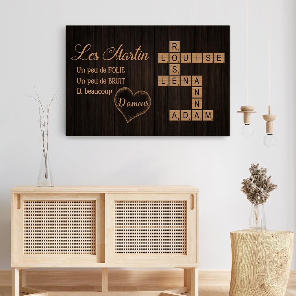 6412CFR3 toile prenom personnalise famille_ notre famille avec mots croises 6412c6vai