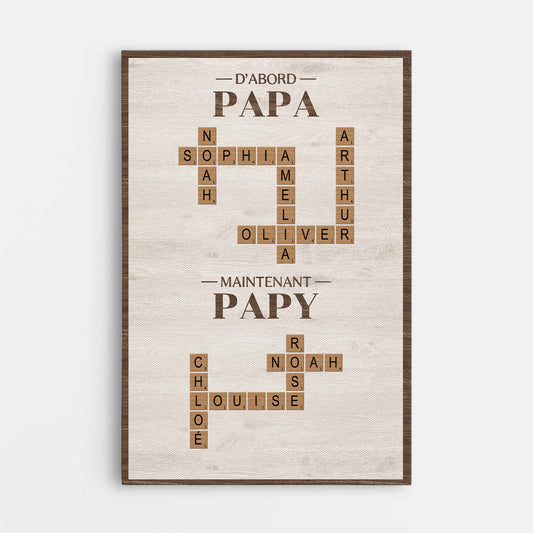 6416CFR1 toile personnalisee avec mots croises d_abord papa maintenant papy 6416c6vnb_1