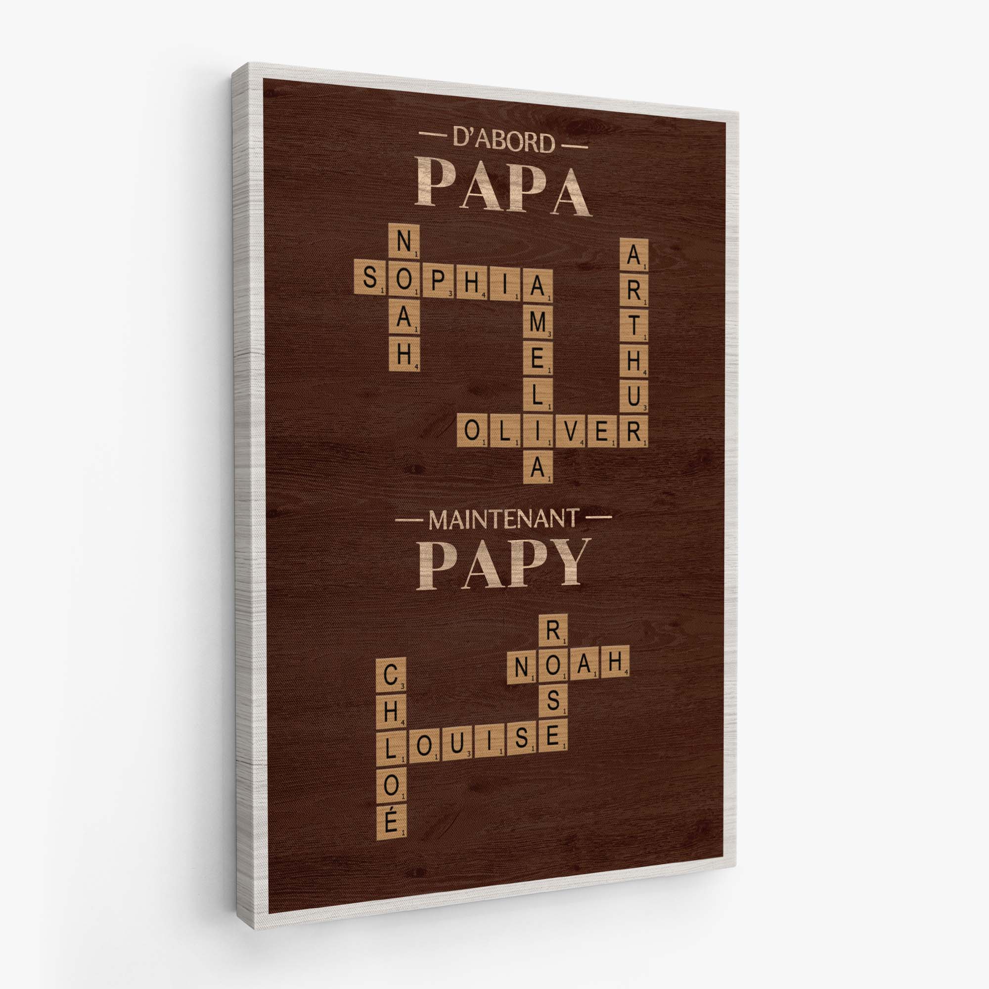6416CFR1 toile personnalisee avec mots croises d_abord papa maintenant papy 6416c6vnb_2