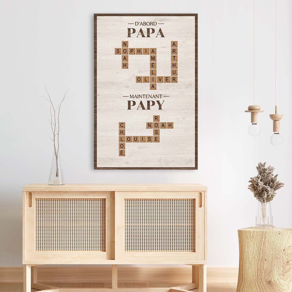 6416CFR1 toile personnalisee avec mots croises d_abord papa maintenant papy 6416c6vnb_3