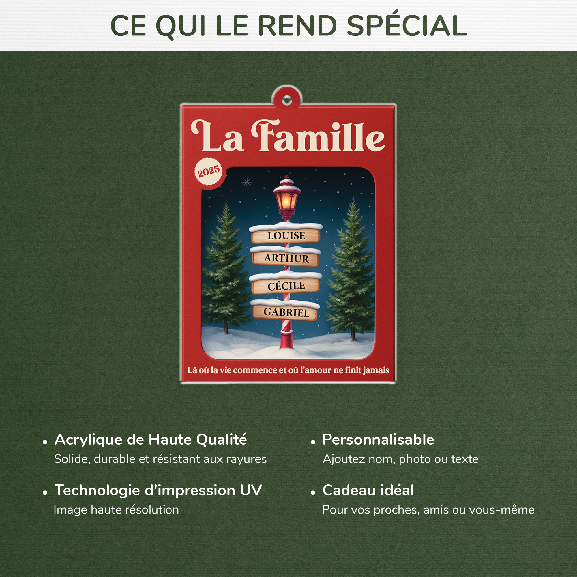 6422OFR4 effet dimpression 3d ornement acrylique personnalise famille la ou l_amour ne finit jamais 6422o6vzi