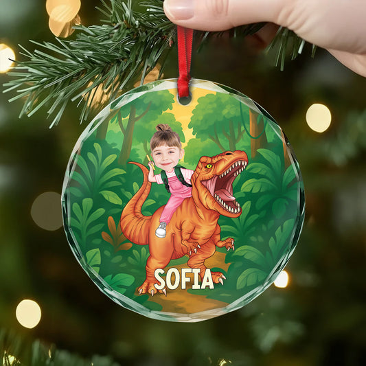 6425OFR2 enfant sur un dinosaure ornement ceramique personnalise pour fillefils 6425o6znk