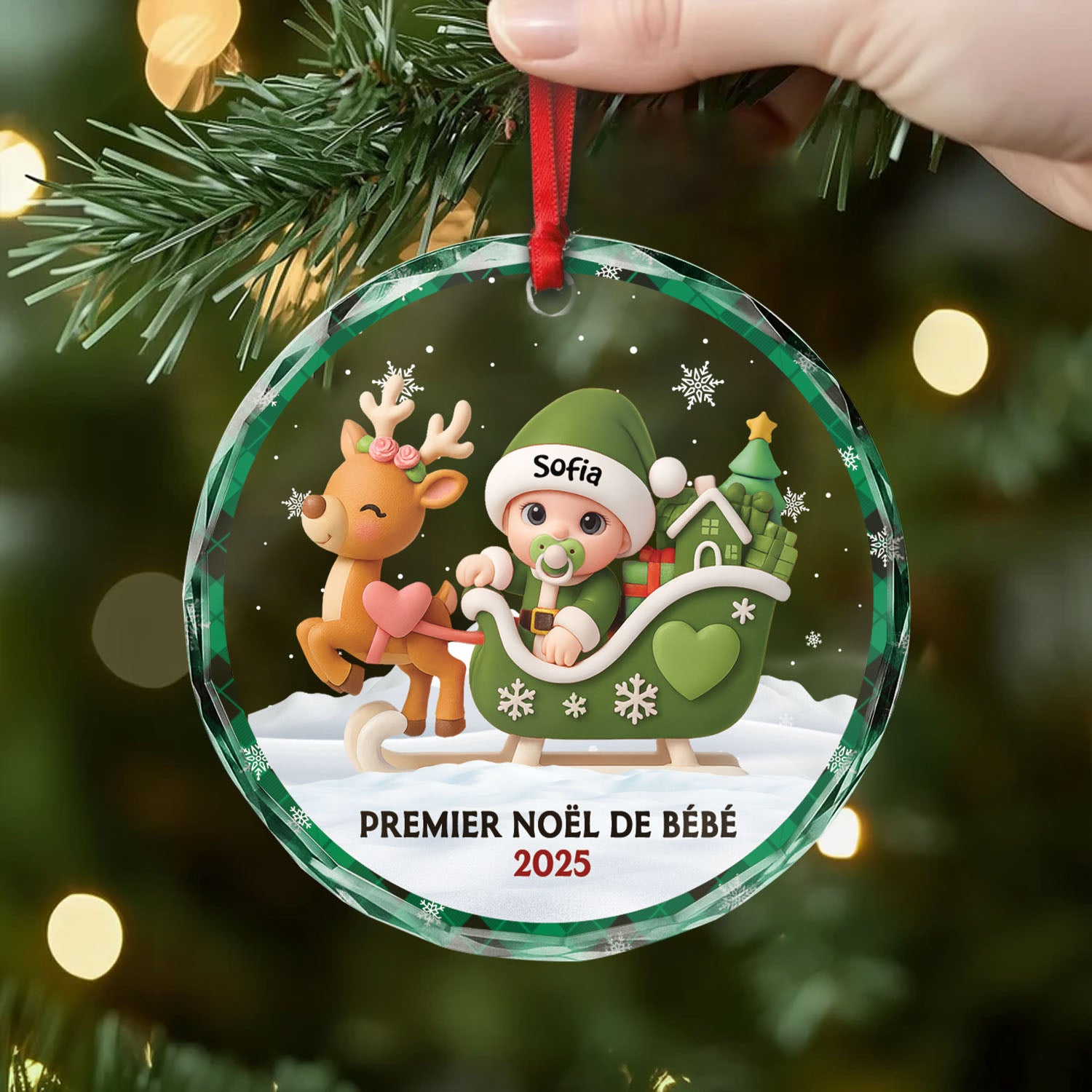 6426OFR2 effet dimpression 3d ornement en verre personnalise pour nouveau ne premier noel bebe 6426o8v5k