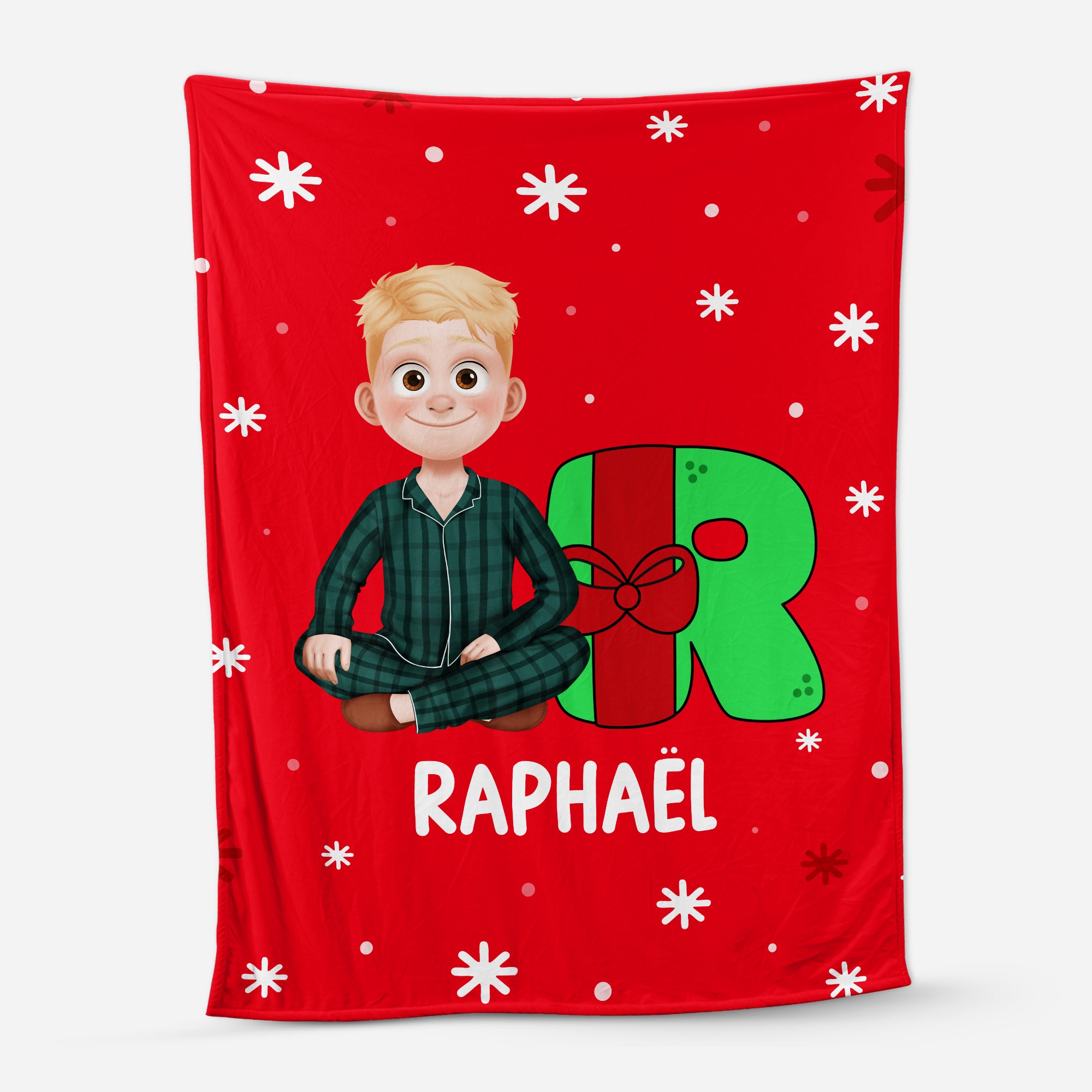 6430BFR1 plaid noel personnalise_ boule de noel avec initiale 6430bktcb