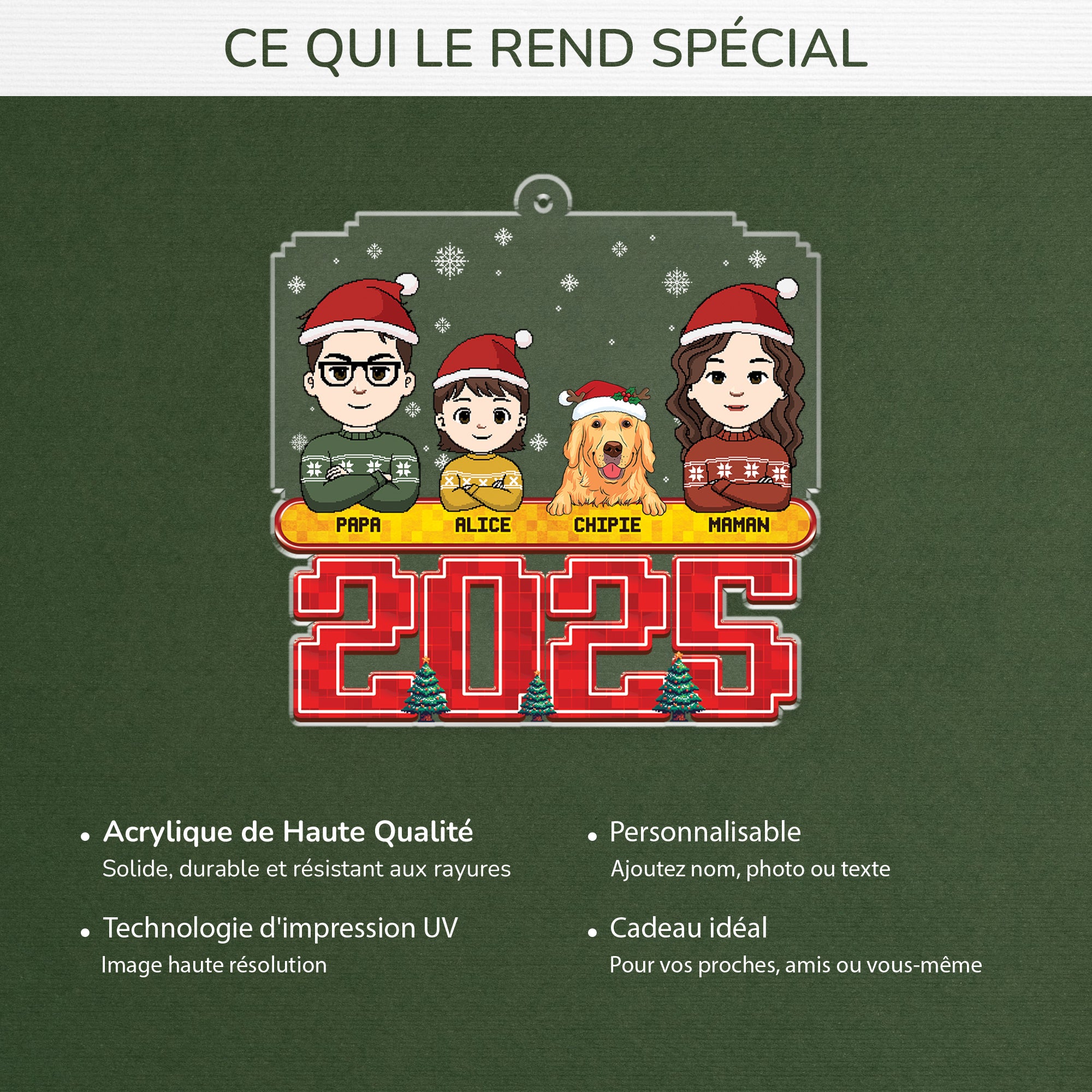 6438OFR4 ornement noel acrylique personnalise famille avec chien et chat tu es ma maison 6438otyzi