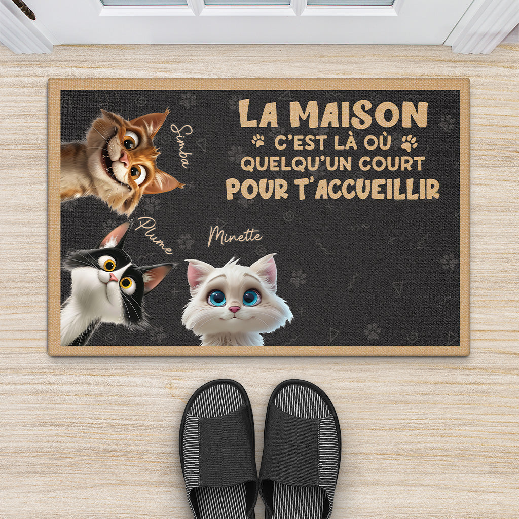 6440DFR2 paillasson personnalise chat court pour t_accueillir 6440d3tzd