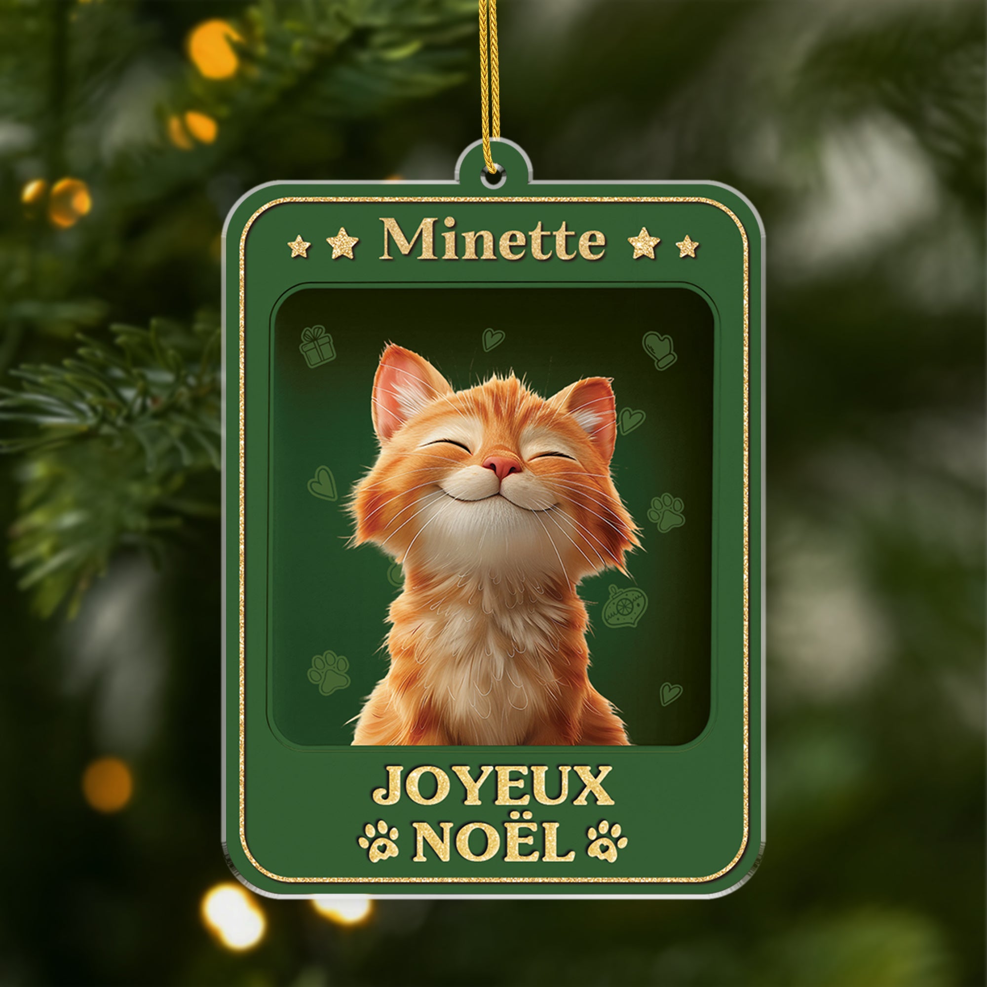 6442OFR1 effet dimpression 3d ornement acrylique personnalise joyeux noel avec chat 6442o8mzd