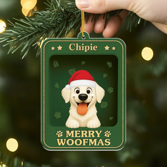 6442OFR2 effet dimpression 3d ornement acrylique personnalise joyeux noel avec chien 6442o8mzc