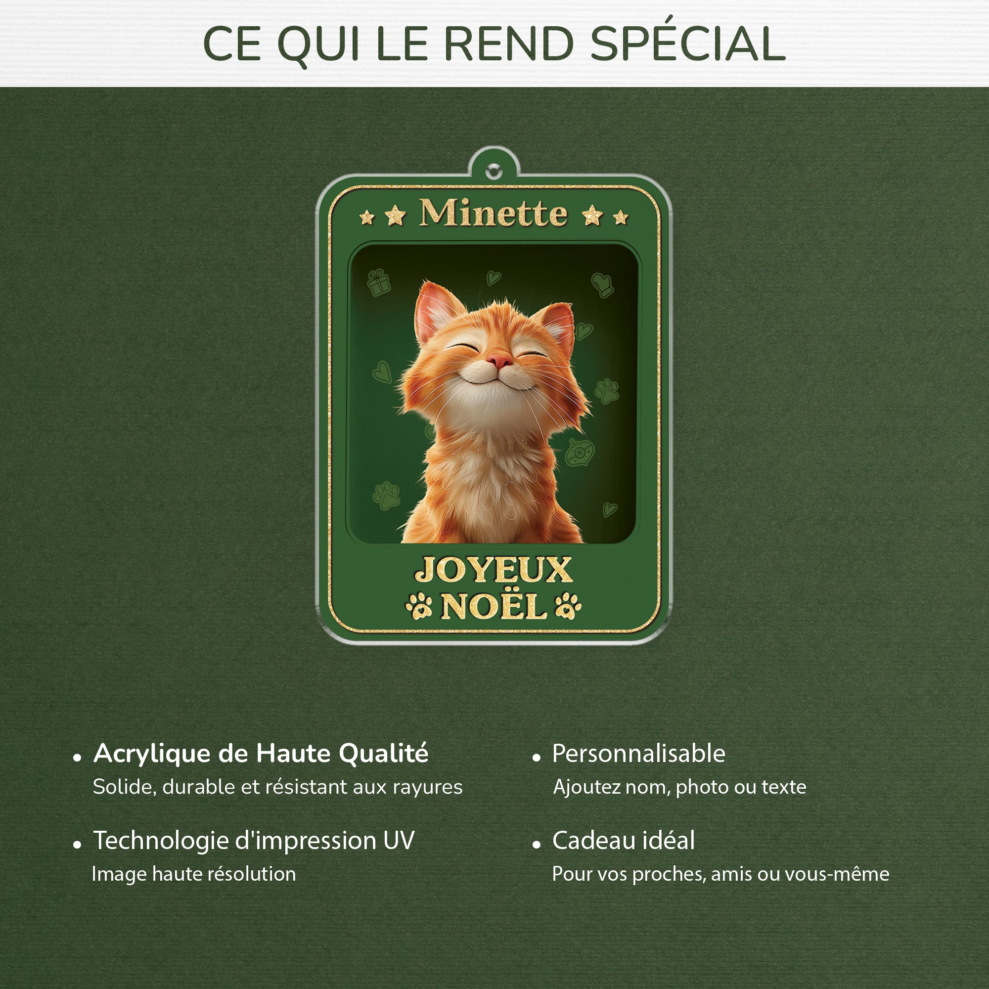 6442OFR4 effet dimpression 3d ornement acrylique personnalise joyeux noel avec chat 6442o8mzd