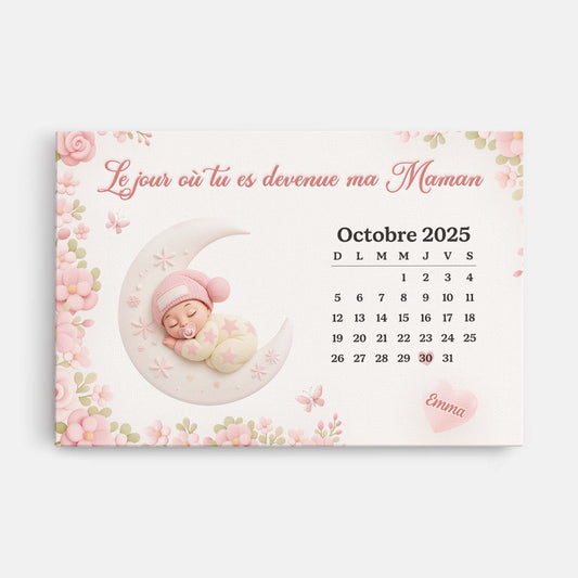 6443CFR1 toile personnalisee bebe avec photo quand tu es devenue ma maman 6443ckpza