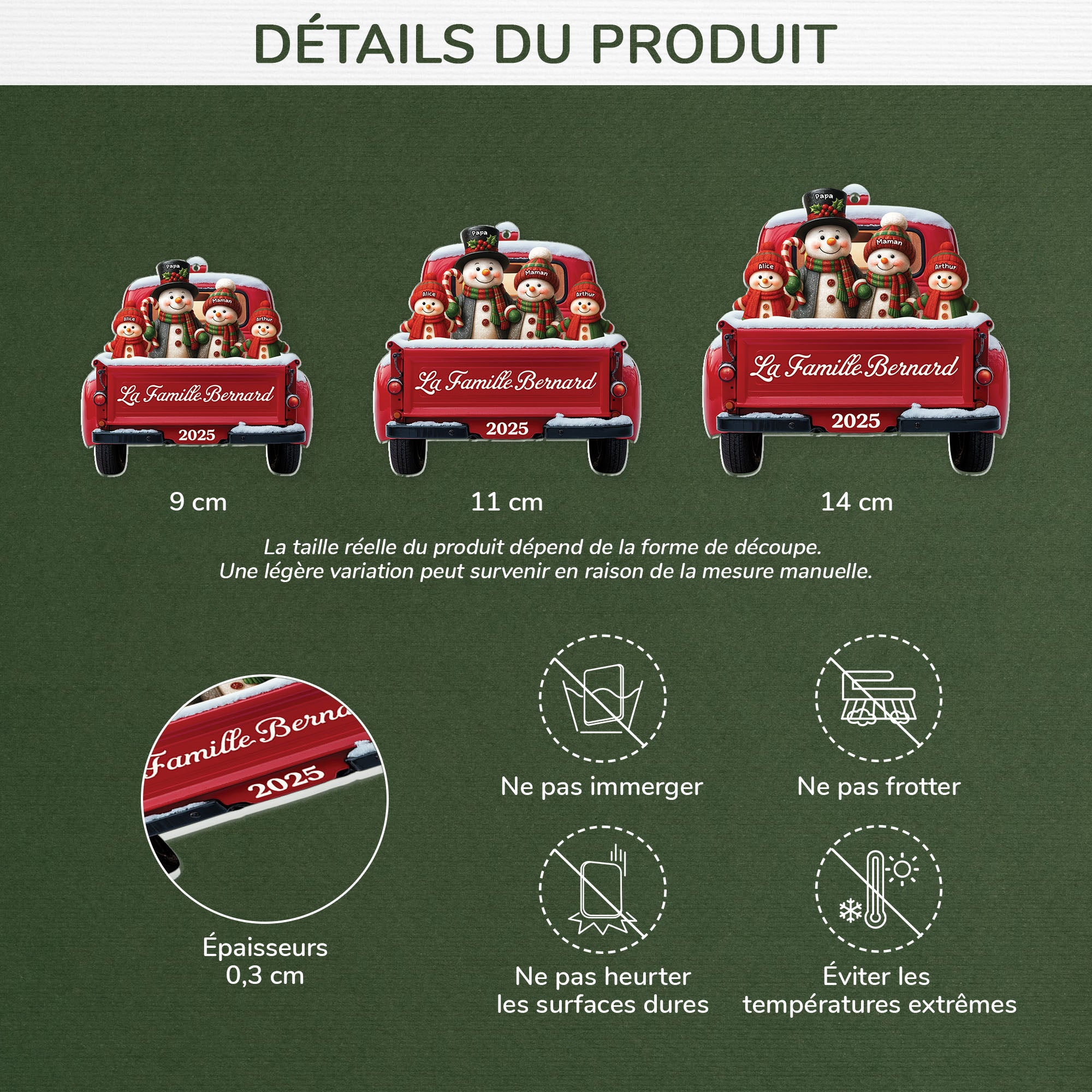 6445OFR3 ornement acrylique personnalise famille de noel bonhomme de neige 6445otv5i