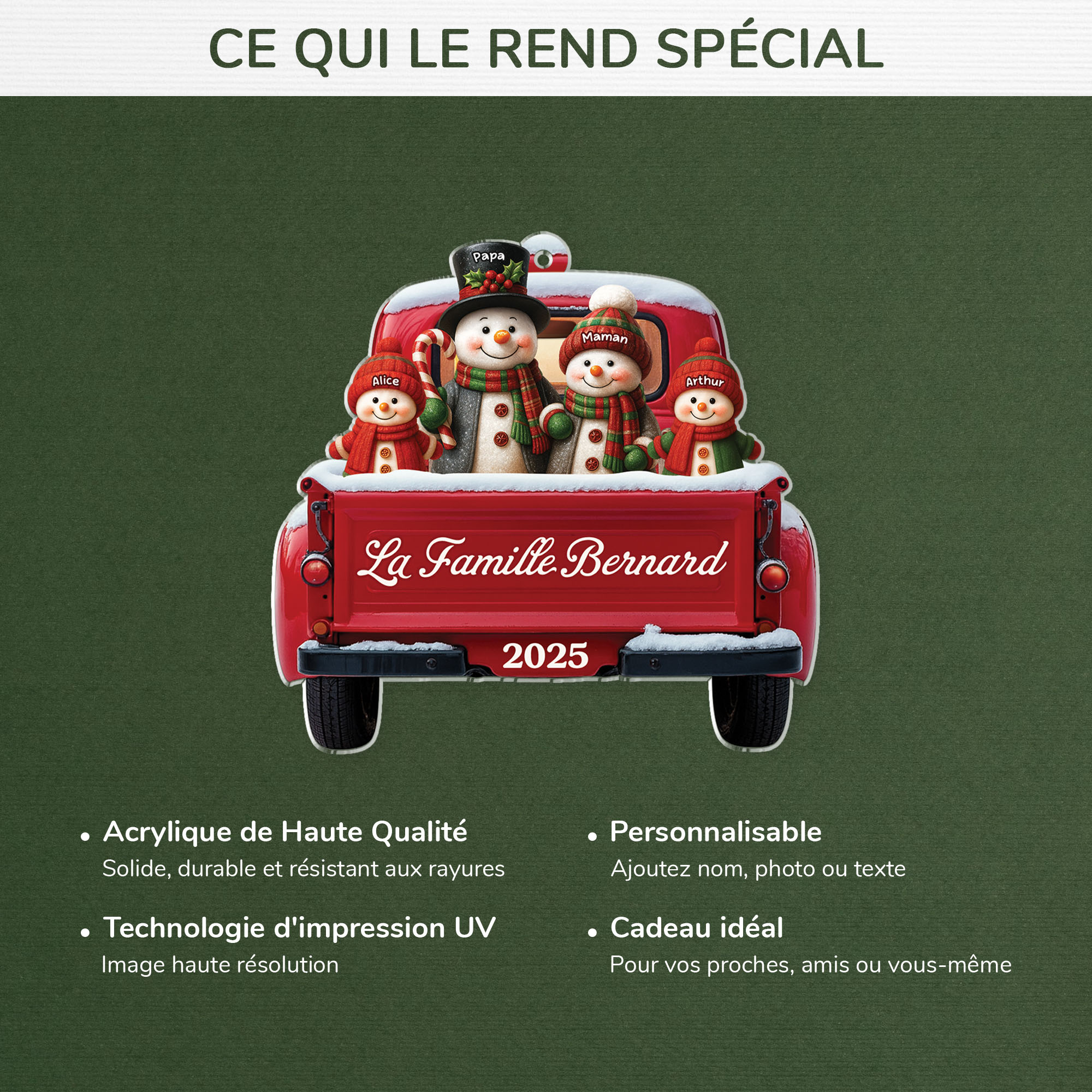 6445OFR4 ornement acrylique personnalise famille de noel bonhomme de neige 6445otv5i