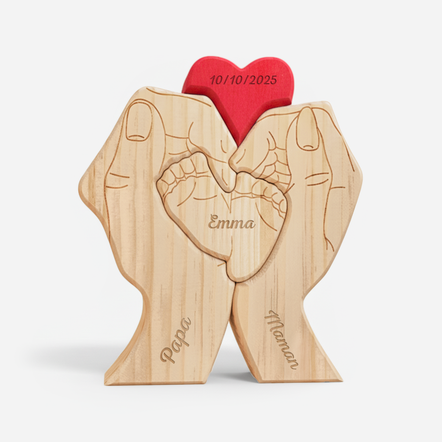 6448QFR1 puzzle en bois personnalise pour nouveau ne cadeau famille avec bebe 6448q0m5i