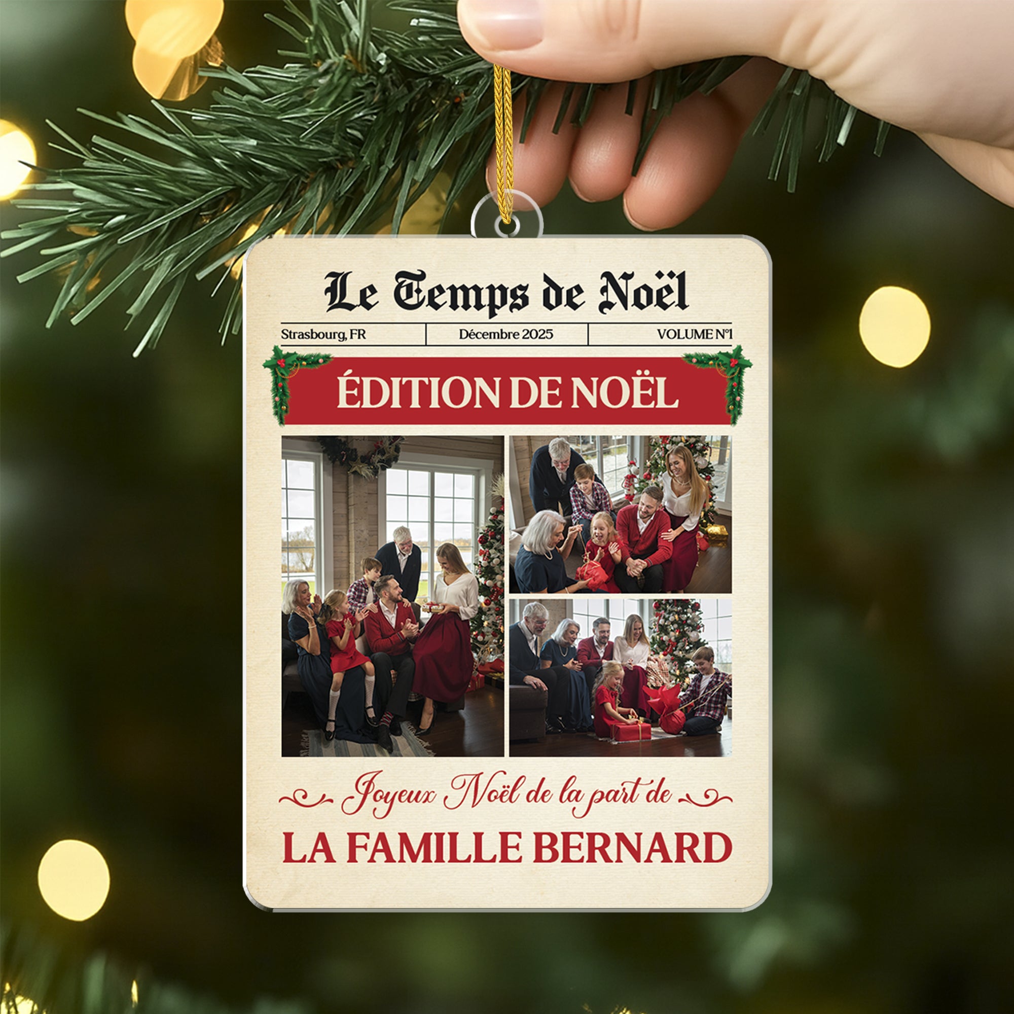 6450OFR2 ornement acrylique personnalise avec photo famille le temps de noel 6450otvni